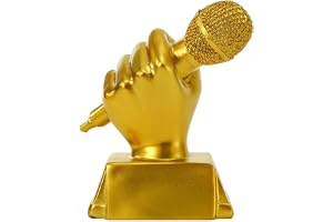 TERRIFI Golden Awards Microphone Trophy, 5.3 Inch Resin Funny Music Awards, Best Singing Award Prize for Adult Karaoke, Party Favor, Office Decorations, Singing Competitions