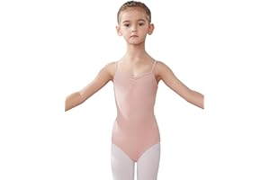 HIPPOSEUS Fille Justaucorps de Danse Bretelle Spaghetti Enfant Body Collant de Ballet Danse Classique Bodysuit Dancewear Sans Manches,JL06+LYSL02