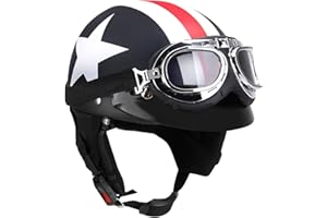 Goolsky Casco da motociclista semiaperto con occhiali Visiera Sciarpa Casco da motociclista Scooter Touring