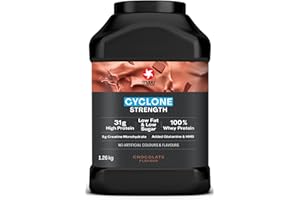 MaxiNutrition - Cyclone, Chocolate - Premium Whey Protein Powder with Added Creatine – Low in Sugar and Fat, Vegetarian-Friendly - 31g Protein, 204 kcal per Serving, 1.26kg