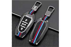Happyit Custodie per Chiavi Auto in Lega di Zinco per Peugeot 208 308 508 408 307 Citroen C4 C3 C6 Picasso DS3 DS4 DS5 (A, Colore Opaco)