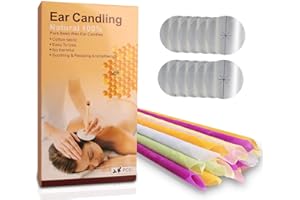 LITZEE Ear Candles, 24 Pcs Beeswax Ear Candling Cones Ear Wax Remover Candles Kit Non-Toxic Cylinders Fragrance with 12 Protective Disks for Blocked Ears