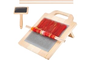BENECREAT Wool Blending Board Carding Brush Set, 36.2x32x16cm Fiber Blending Board with 1Pcs Wool Brush and 2Pcs Wood Craft Sticks for Mix Colors, Organize Wool Fibers