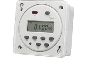 Baomain CN101A Entrée DC/AC 12V, Sortie 200-250V AC, 16A Amp Affichage Digital LCD, Interrupteur programmable, Prise en Charge de 17 Heures Quotidiennes hebdomadaires (CN101A 12V+Cover)