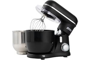 Kitchen in the box Small Stand Mixer, Mini Food Mixer for Baking with Two 3.5L Bowls, Dough Hook, Whisk, Beater, 10 Speed Settings Portable Lightweight for Daily Use (Black)