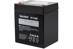 Vultech Batteria Ricaricabile Ermetica al Piombo 4,5AH 12V Faston F2 per dispositivi elettrici, gruppi di continuità (UPS), sistemi di Videosorveglianza, Allarmi, Giocattoli Elettrici,Bici Elettriche