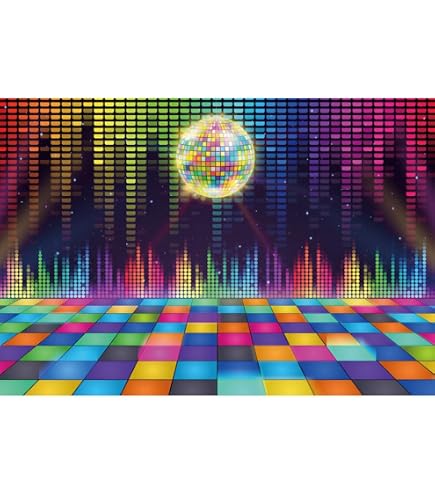 Telón De Fondo Neón Disco Años 80 - Vinilo 2.2x1.5 M, Para Fiestas, Fotos, Estudio, Decoración Retro
