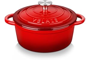 Velaze Garnek żeliwny, emaliowany żeliwny rondel, żeliwny garnek z pokrywą dobrze uszczelniającą, powłoka nieprzywierająca, średnica 20 cm, wszystkie palniki, w tym indukcyjne, żeliwny żeliwny - 2 l