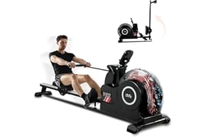 ISE Rameur Pliable à Eau Fitness, Rameur Eau Musculation Appartement Fitness Domicile, Pompe Electrique Multi-Résistance, Écran LED, Rameurs Cardio-Training, Rail Lisse&Solide, Water Rowing Machine