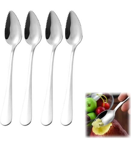 Set De 3 Ustensiles Pour Pamplemousse - 2 Cuillères Et 1 Couteau Dentelés En Acier Inoxydable - Coloré