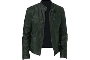 XOMART Giacca in Pelle Sottile da Uomo con Colletto Rialzato Primaverile E Autunnale Giacca in Pelle da Motociclista con Decorazione Tascabile