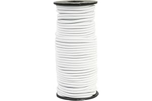 DHAIQC Corda Elastica Bianco 3 mm X 30 m, Corde Elastiche Cavo Elastico Marino Corda Gomma per Teloni, Bagagli, Campeggio, Kayak, Lacci per Scarpe, Progetti Fai Da Te (Bianco, 3MM X30M)