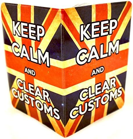 Honeey(30+ Designs) Passport Cover Holder Protector Wallet Case Mens Womens for Travel Holiday & Luggage Tag Options (Keep Calm Union Jack)