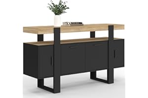 IDMarket Phoenix Phoenix - Aparador (140 cm, 4 puertas), color negro