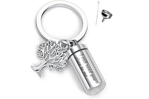Chutoral Cylinder Cremation Urn Keychain, Tree of Life Stainless Steel Urn Keyring for Ashes, Memorial Ashes Keepsake Locket Pendant for Pet Cat Dog(I still need you close to me)