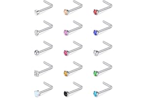 Mayhoop 6-18 Pcs 20G Nose Studs Nose Piercing Nose Ring Surgical Steel Nose Nostril CZ Inlaid Piercing Jewelry for Women Men