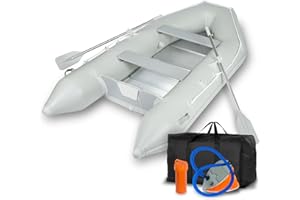 EBERTH Gommone Gonfiabile Barca da Pesca in Robusto PVC per 3-8 Persone, 2X pagaie, Potenza Massima Motore 10 to 50 CV, Kit Riparazione, Pompa, Borsa Trasporto, Fino a 484 to 1100kg