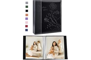 Miaikoe Album photo de 12,7 x 17,8 cm, pages transparentes avec couverture en cuir, peut contenir 50 photos verticales de 12,7 x 17,8 cm, livre d'images pour famille de mariage (bleu)