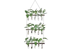 XXXFLOWER Wall Hanging Propagation Station with 3 Tiered Wooden Stand 15 Test Tubes Flower Vase Glass Planter Stations for Home Office Decor Hydroponic Plant Cuttings Lover