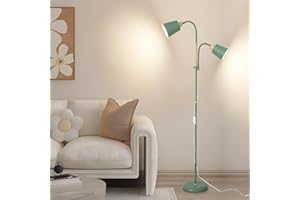 ‎ANTENLICHT ANTENLICHT YOYO Stehlampe mit leselampe | E27 Fassung max. 60W | 360° schwenkbare Stehleuchte mit 2 Lampenköpfen | Vintage Modern Metall Stehlampe für Wohnzimmer | Höhe 159cm Grün ohne Birne