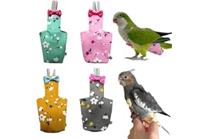 JHIALG 4 Pcs Washable Diaper Cockatiel Diaper, Protective Parrot Nappy with Waterproof Inner Layer, Suit for Budgie Parakeet Cockatiel