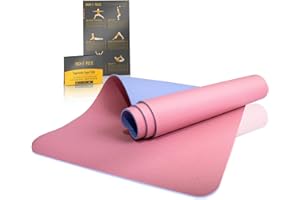 High Pulse® Tappetino da yoga "Super Grip", extra antiscivolo e maneggevole, tappetino resistente al sudore, con tracolla per yoga, pilates e fitness, per principianti ed esperti yogis (rosa e blu)