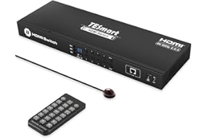 TESmart HDMI 2.0 4K@60Hz Switcher 8 Ingressi 1 Uscita, Convertitore 8x1, LAN/RS232, Pulsante/Telecomando, HDCP 2.2, Fino a 8 Dispositivi, Adatto per PC, TV, DVD, Console di Gioco, Xbox, PS4, DVR