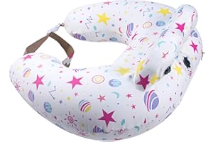 PORTABUDDY Nadmuchiwana poduszka do karmienia piersią – podróżna poduszka do karmienia dla dzieci, regulowany pasek w talii, zdejmowana poszewka w 100% z bawełny, przenośna esencja dla niemowląt i baby shower