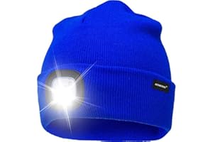 Oumeiou New Warm Bright LED Lighted Beanie Cap Unisex Rechargeable Headlamp Hat Multi-Color