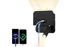 uksunvi LED Reading Light Wall LIGHT USB tipo - C Double charge Electric Zut Switch se puede ajustar 3000K 12W LED Spotlight Light se puede girar (Plaza)