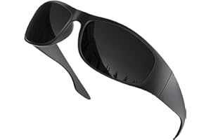 grinderPUNCH Schwarze, super dunkle Herren-Sonnenbrille – schlanker Wrap-Around-Gangster-Stil