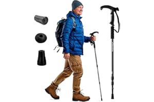 Trekrite Telescopic Walking/Hiking/Trekking Pole/Stick - Anti Shock T Handle Comfortable Unisex Suits all Ages (Single / 1pc) - UK Based Company