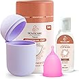 Senziwash Sterilizer Case & Truecup Reusable Menstrual Cup With Cupwash For Women|Portable Cleaning Container & Microwave Steamer (Medium Combo(Lavender)),3 Count
