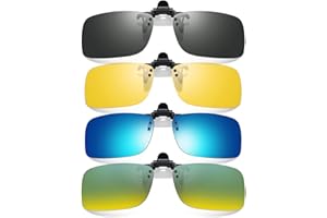 Hifot Clip Occhiali da Sole 4 Pezzi, Clip polarizzata Lente Adatta sopra Occhiali da Uomo Donna, Flip up Occhiali da Sole