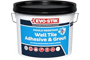 EVO-STIK Wall Tile Adhesive and Grout White 1L - Mould Resistant - Waterproof - Ready to Use