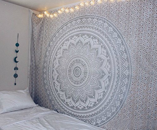 Grigio Ombre Tapestry da JaipurHandloom "Mandala Tapestry, Regina, multi colori indiana Mandala Wall Art, Hippy attaccatura di parete, Boemia copriletto