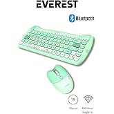 Everest Km-6285 Catty Mini Wireless-Bluetooth Kablosuz Ultra Sessiz &Ouml;zel Tasarımlı Q Klavye Mouse Set Yeşil