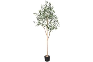 LUWENER 6FT Artificial Olive Tree, Fake Plant With Lifelike Leaves, Large Faux Indoor Tree in Pots for Home Office Outdoors Decor