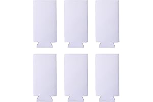 WACAR Slim Can Sleeves, 6 pcs Sublimation Blanks Neoprene Beer Sleeves Can Cooler Covers Foldable Insulators Beer Holders Fit for 12oz Slim Drink Beer Cans DIY Projects Holidays Events