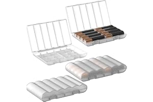 Linkidea - Caja organizadora para 4 pilas AAA - Estuche de viaje portátil con capacidad para 8 pilas AAA, ideal para el hogar y viajes (transparente)