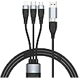 KASTWAVE 100W USB C to Multi Charging Cable, 3 in 1 Charging Cable, Multi USB Nylon Braided 6A PD Charger Cord, with IP/Type-C/Micro Connectors, Micro USB Port Connectors for Cell Phones and More