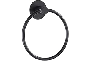 Hoomtaook Black Towel Holder Towel Ring Wall Mounted Bathroom Accessories Towel Holder Nail Free Self Adhesive Towel Holder Stick on Wall Hand Towel Holder