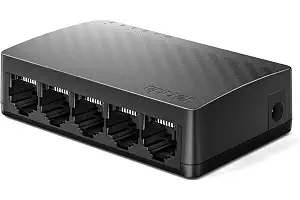 Tenda SG105 Switch Ethernet Gigabit 5-Puertos (10/100/1000, RJ45) | Switch Gigabit no administrado, IEEE 802.3X, MDI/MDIX auto, dúplex completo, sin config, silencioso, negro