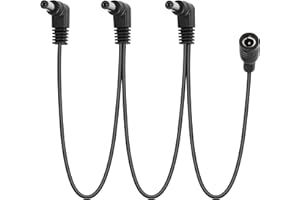GELRHONR Cavo di alimentazione a margherita, cavo a margherita da 1 a 3 vie Cavo sdoppiatore di alimentazione per pedale effetti per chitarra, cavo sdoppiatore DC5521 9V 2A con angolo retto-2,6Ft