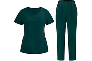 SLXBEAR Scrubs Uniforms Women Set UK Two Piece Outfit Solid Color Lounge Wear Set Workwear Beauty Tunics Womens Tracksuits Nurse Trouser Uniform