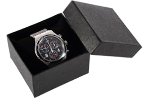 HshDUti Single Watch Gift Box with Pillow Cardboard Wristwatch Display Case Organizer Watch Storage Box for Men and Women Black