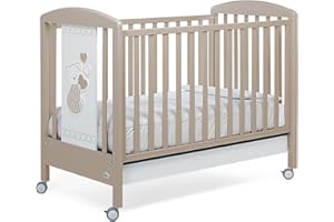 Foppapedretti, Dolcecuore 500, cuna con barandilla regulable, 131 x 73 x 103 cm, 20 kg, 1 unidad (paquete de 1), taupe