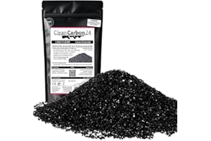 CLEAN CARBON 24 POWERED BY CLEAN PROCESS CleanCarbon24 Aktivkohle Granulat Kokosnussschalen 0,6–2,36 mm | 8x30mesh | Wasseraufbereitung Aquarium Teichfilter | Aktivkohle für Trinkwasserfilterung & Klärung (2,5L | 1,25Kg)