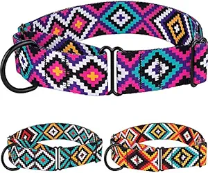 CollarDirect Aztec Martingale Collars for Dogs Heavy Duty Tribal Pattern Safety Nylon Training Collar Large Medium Small (Tribal Magenta, M, Neck Size 12