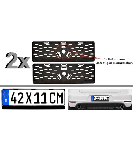 Supports De Plaque Immatriculation Court - Lot De 2 - Aspect Carbone - 46 X 11 Cm
